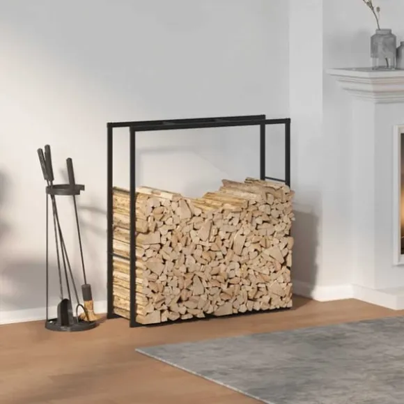 vidaXL brændestativ 110x30x116 cm stål sort