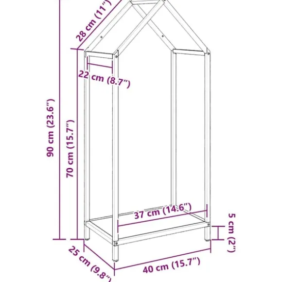vidaXL brændestativ 40x25x90 cm koldvalset stål hvid