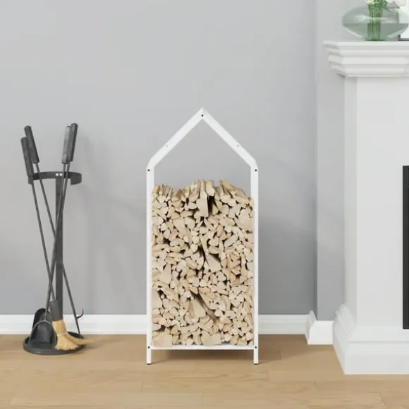 vidaXL brændestativ 40x25x90 cm koldvalset stål hvid