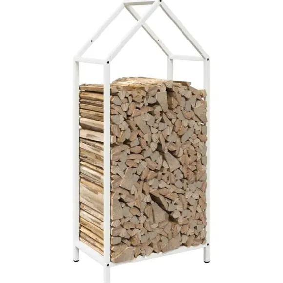 vidaXL brændestativ 40x25x90 cm koldvalset stål hvid