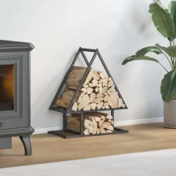 vidaXL brændestativ 50x25x60 cm koldvalset stål sort