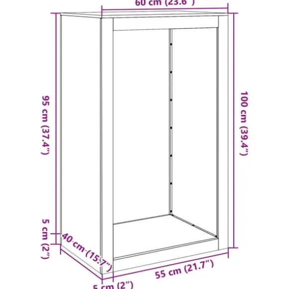 vidaXL brændestativ 60x40x100 cm rustfrit stål