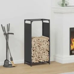vidaXL brændestativ 44x28x90 cm koldvalset stål sort