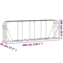 vidaXL brændestativ 300x45x100 cm galvaniseret stål lysegrå - Brændekurve