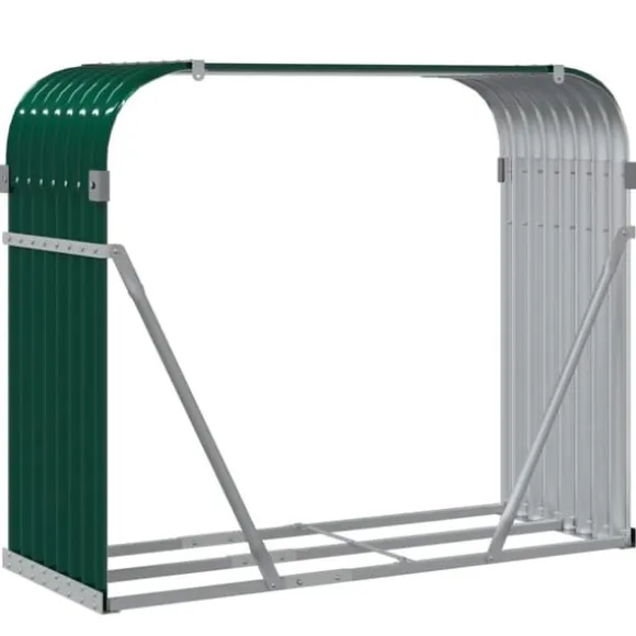 vidaXL brændestativ 120x45x100 cm galvaniseret stål grøn - Brændekurve