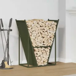 vidaXL brændestativ 69,5x35x81 cm koldvalset stål olivengrøn
