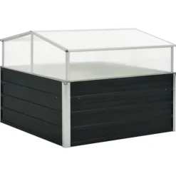 vidaXL drivhus 100 x 100 x 77 cm galvaniseret stål antracitgrå - Plantekrukker