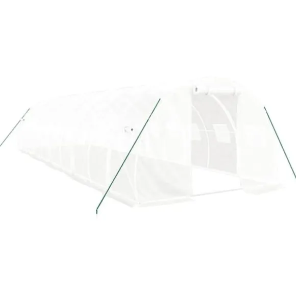 vidaXL drivhus med stålstel 30 m² 10x3x2 m hvid - Drivhuse