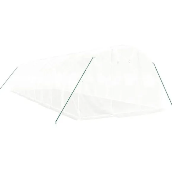 vidaXL drivhus med stålstel 30 m² 10x3x2 m hvid - Drivhuse