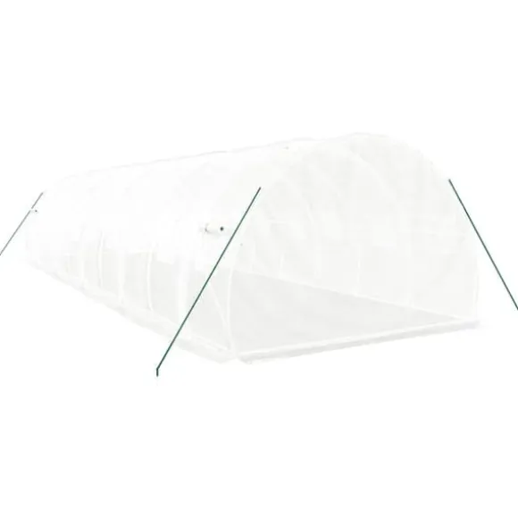 vidaXL drivhus med stålstel 30 m² 10x3x2 m hvid - Drivhuse