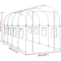 vidaXL drivhus 160x400x190 cm PVC og pulverlakeret stål transparent - Drivhuse