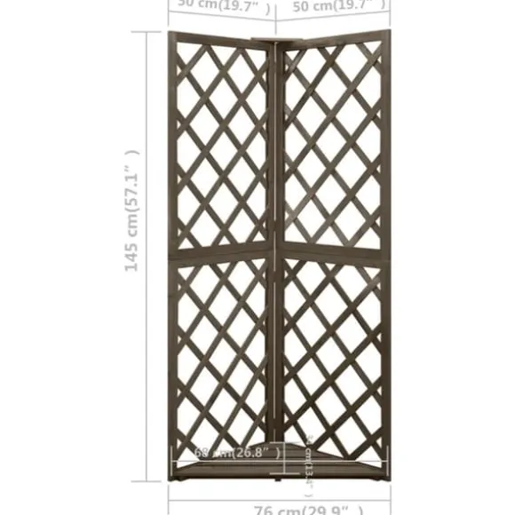 vidaXL espalier til hjørne 50x50x145 cm massivt grantræ grå - Havebuer, espalierer & pergolaer