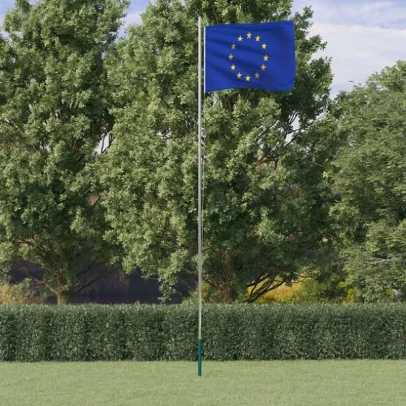 vidaXL Europaflag og flagstang 6,23 m aluminium