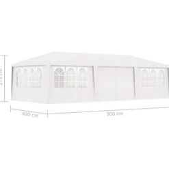 vidaXL festtelt med sidevægge 4x9 m 90 g/m² hvid - Festtelte & havepavilloner