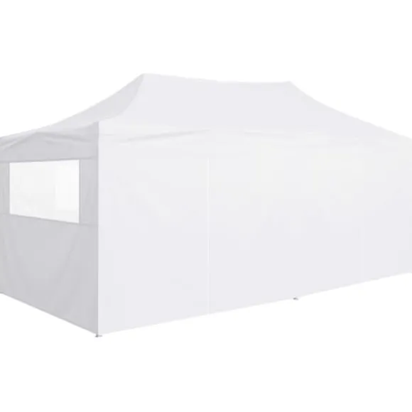 vidaXL foldbart festtelt med 4 sidevægge 3 x 6 m stål hvid - Festtelte & havepavilloner