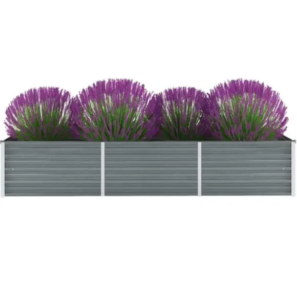 vidaXL forhøjet plantekasse 240x80x45 cm galvaniseret stål grå - Plantekrukker