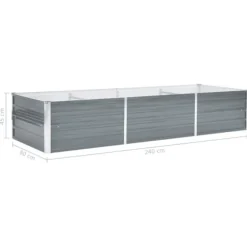 vidaXL forhøjet plantekasse 240x80x45 cm galvaniseret stål grå - Plantekrukker