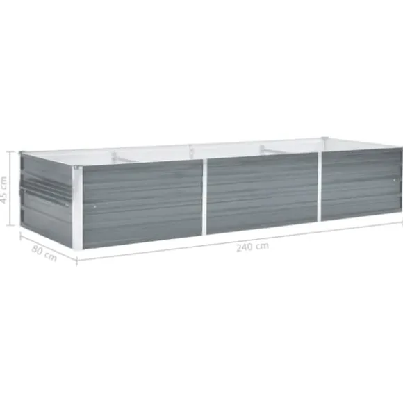 vidaXL forhøjet plantekasse 240x80x45 cm galvaniseret stål grå - Plantekrukker