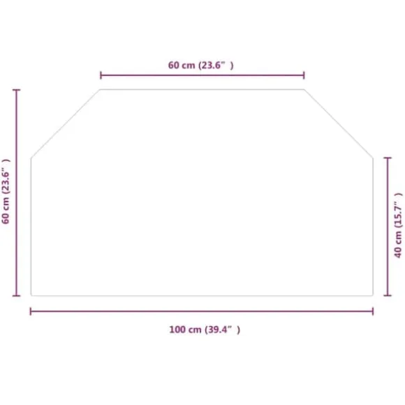vidaXL glasplade til pejs 100x60 cm sekskantet - Glas
