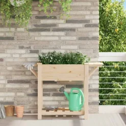 vidaXL Have Blomsterkrukke Beige 111 x 37 x 76.5 cm Massivt fyrretræ