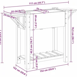 vidaXL Have Blomsterkrukke Beige 111 x 37 x 76.5 cm Massivt fyrretræ