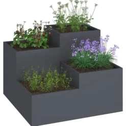 vidaXL Have Blomsterkrukke Antracit 100 x 100 x 60 cm Stål