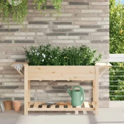 vidaXL Have Blomsterkrukke Beige 155 x 59 x 76.5 cm Massivt fyrretræ