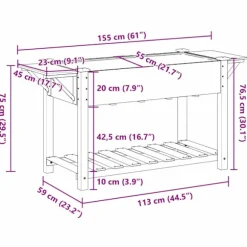 vidaXL Have Blomsterkrukke Beige 155 x 59 x 76.5 cm Massivt fyrretræ