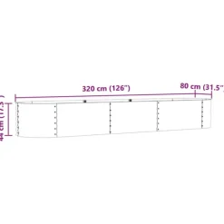 vidaXL Havebed Brun Galvaniseret stål 320 x 80 x 44 cm Slidstærk