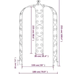 vidaXL havebue Ø180x255 cm stål sort - Havebuer, espalierer & pergolaer