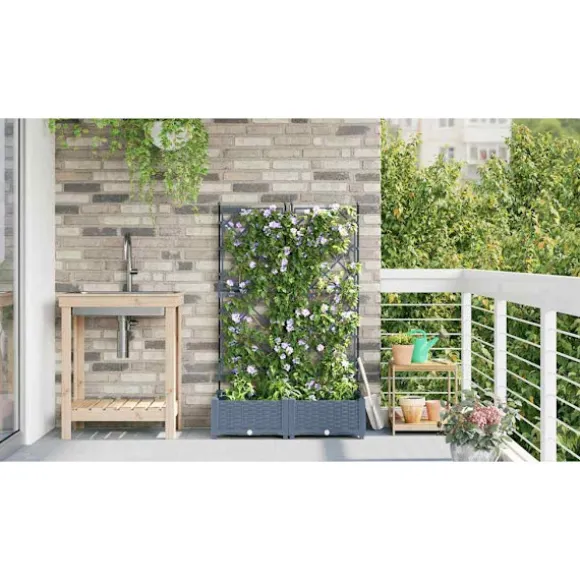 vidaXL Havekrukke med trellis Lysegrå 80 x 40 x 125.5 cm PP