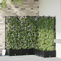 vidaXL Havekrukke med trellis 5 pcs Sort 120 x 120 x 125.5 cm PP