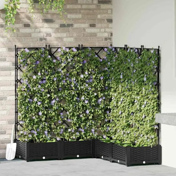 vidaXL Havekrukke med trellis 5 pcs Sort 120 x 120 x 125.5 cm PP