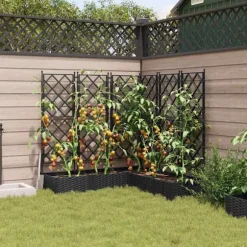 vidaXL Havekrukke med trellis 5 pcs Sort 120 x 120 x 125.5 cm PP
