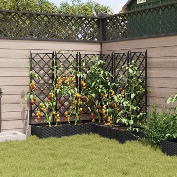 vidaXL Havekrukke med trellis 5 pcs Sort 120 x 120 x 125.5 cm PP