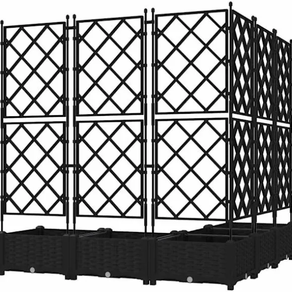 vidaXL Havekrukke med trellis 5 pcs Sort 120 x 120 x 125.5 cm PP