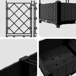 vidaXL Havekrukke med trellis 5 pcs Sort 120 x 120 x 125.5 cm PP