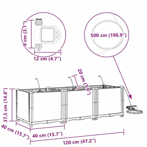 vidaXL Havekrukker Grå 120 x 40 x 37,5 cm Stål