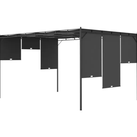 vidaXL havepavillon med gardin 4x3x2,25 m antracitgrå - Festtelte & havepavilloner
