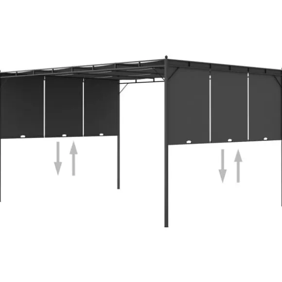 vidaXL havepavillon med gardin 4x3x2,25 m antracitgrå - Festtelte & havepavilloner