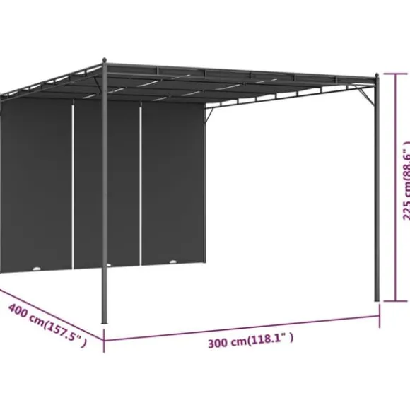 vidaXL havepavillon med gardin 4x3x2,25 m antracitgrå - Festtelte & havepavilloner