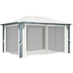 vidaXL havepavillon med gardin 400x300 cm aluminium cremefarvet - Festtelte & havepavilloner