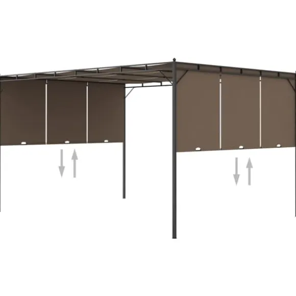 vidaXL havepavillon med sidegardin 4x3x2,25 m gråbrun - Festtelte & havepavilloner