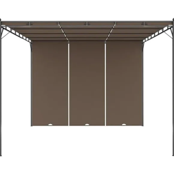 vidaXL havepavillon med sidegardin 4x3x2,25 m gråbrun - Festtelte & havepavilloner