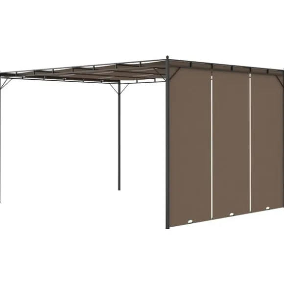 vidaXL havepavillon med sidegardin 4x3x2,25 m gråbrun - Festtelte & havepavilloner