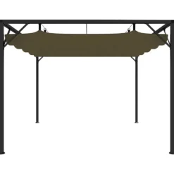 vidaXL havepavillon med tilbagetrækkeligt tag 3x3 m 180 g/m² gråbrun - Festtelte & havepavilloner