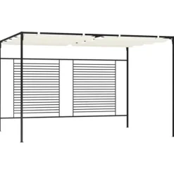 vidaXL havepavillon med udtrækkeligt tag 3x4x2,3 m 180 g/m² creme - Festtelte & havepavilloner