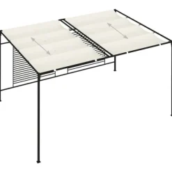 vidaXL havepavillon med udtrækkeligt tag 3x4x2,3 m 180 g/m² creme - Festtelte & havepavilloner