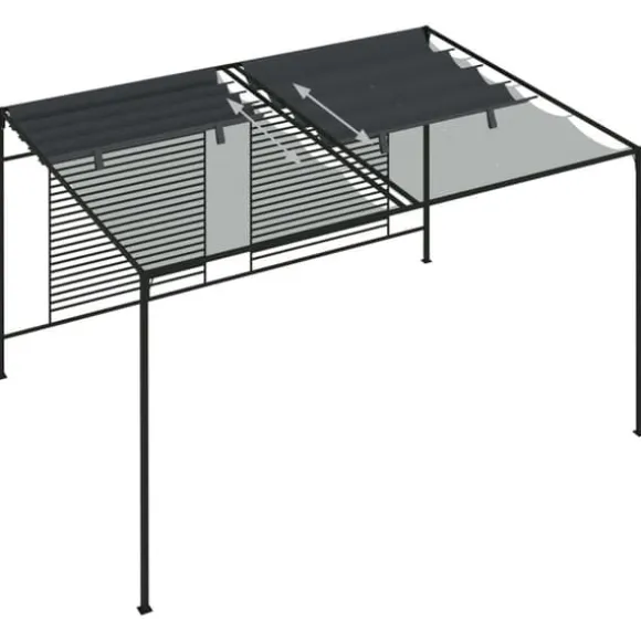 vidaXL havepavillon med udtrækkeligt tag 4x3x2,3 m 180 g/m² antracit - Festtelte & havepavilloner