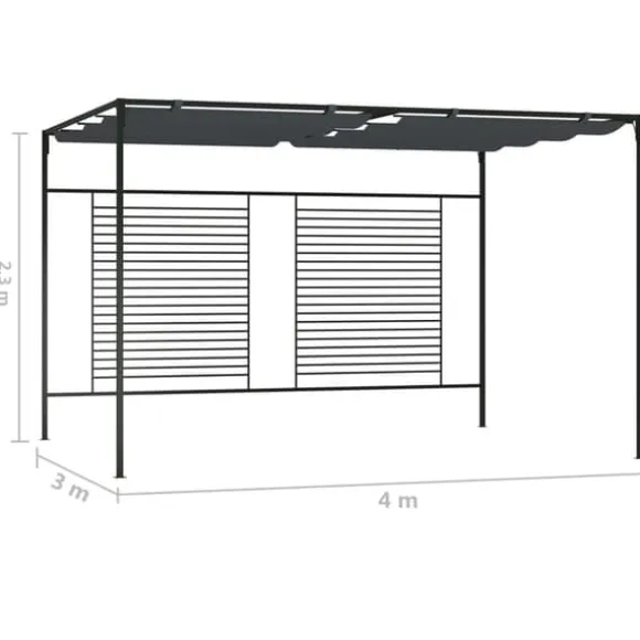 vidaXL havepavillon med udtrækkeligt tag 4x3x2,3 m 180 g/m² antracit - Festtelte & havepavilloner